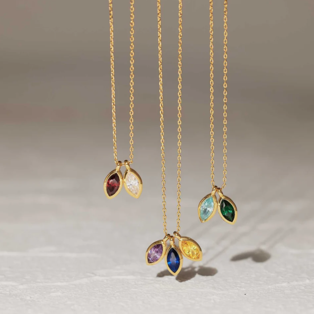 Blombladshalsband med födelsesten