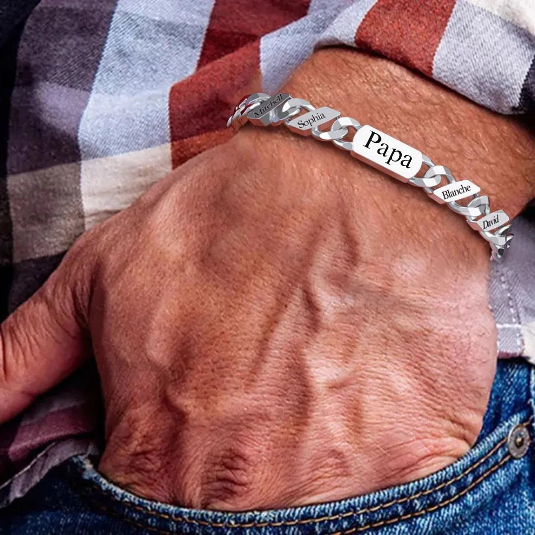 Familjelänk armband Pappa-Morfar–Farfar