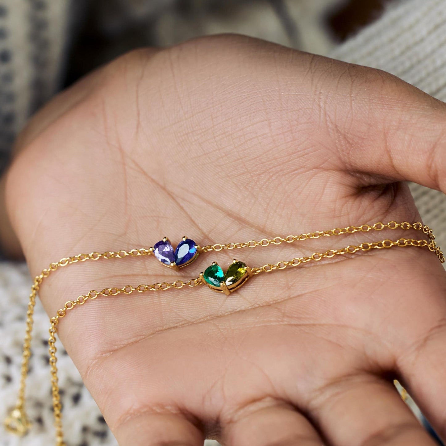 Mor–Dotter Hjärt Gravstensarmband