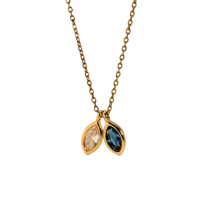 Blomblads­halsband med födelsesten