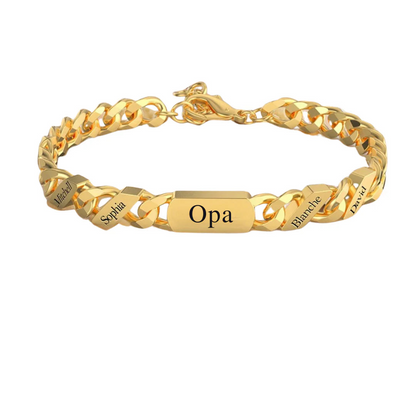 Familjelänk armband Pappa-Morfar–Farfar