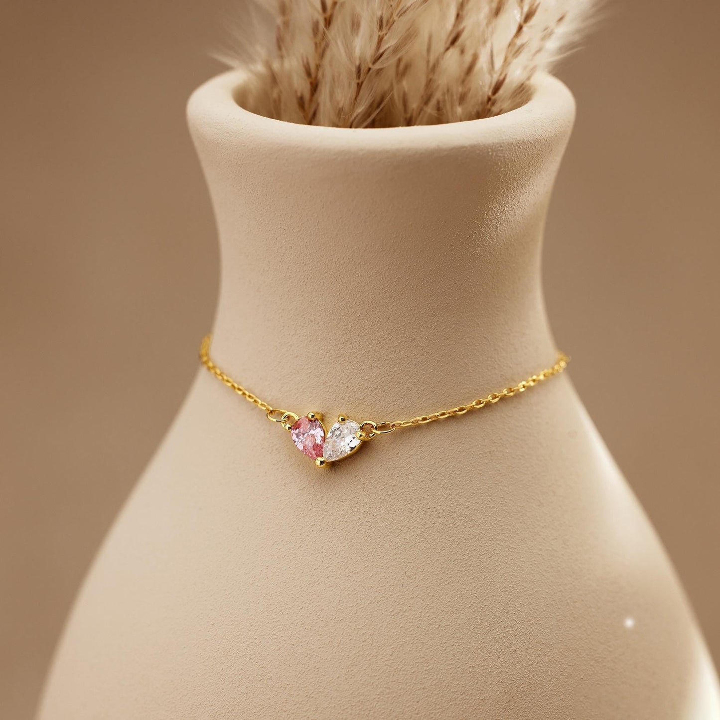 Mor–Dotter Hjärt Gravstensarmband